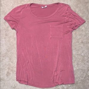Pink Scoop Neck Short Sleeve Shirt
